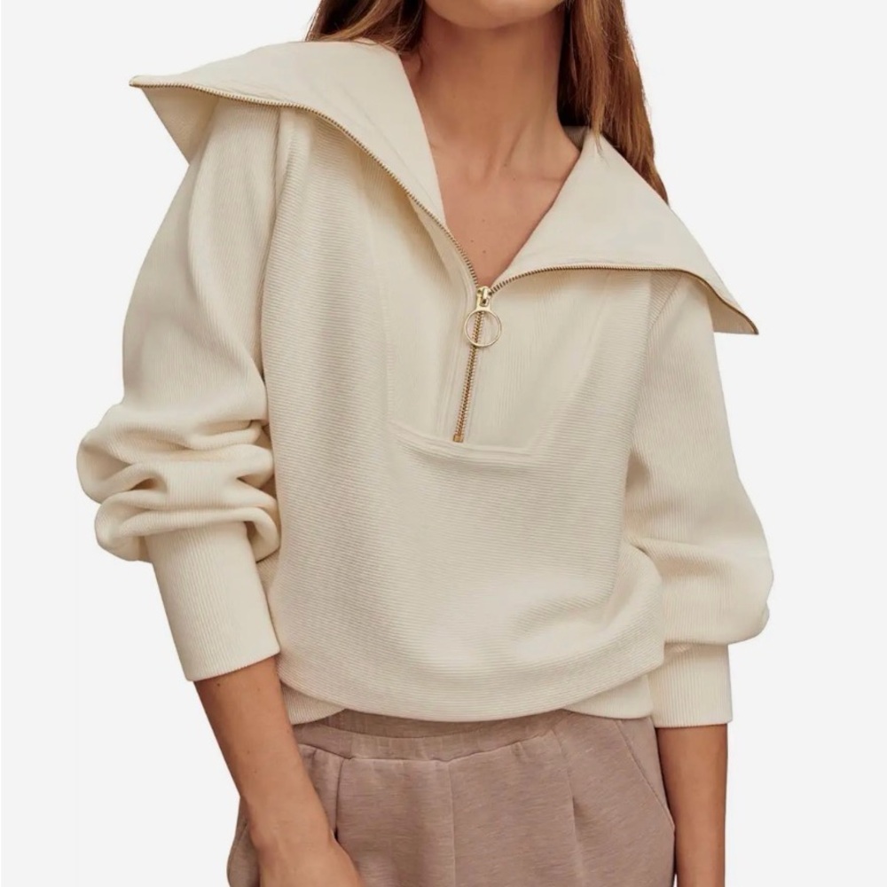 Varley Ribbed Quarter-Zip Sweater